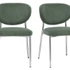 Chaises en tissu velours côtelé vert kaki et métal chromé (lot de 2) BREKA