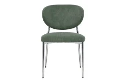 Chaises en tissu velours côtelé vert kaki et métal chromé (lot de 2) BREKA