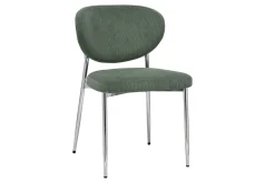 Chaises en tissu velours côtelé vert kaki et métal chromé (lot de 2) BREKA