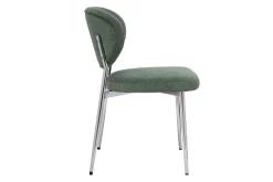 Chaises en tissu velours côtelé vert kaki et métal chromé (lot de 2) BREKA