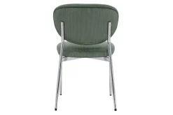 Chaises en tissu velours côtelé vert kaki et métal chromé (lot de 2) BREKA