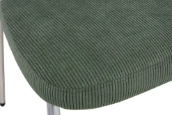 Chaises en tissu velours côtelé vert kaki et métal chromé (lot de 2) BREKA