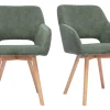 Chaises en tissu velours côtelé vert kaki et bois clair (lot de 2) LAURETTE