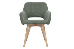 Chaises en tissu velours côtelé vert kaki et bois clair (lot de 2) LAURETTE