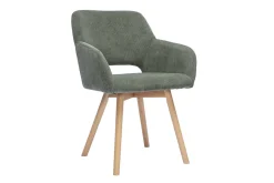 Chaises en tissu velours côtelé vert kaki et bois clair (lot de 2) LAURETTE