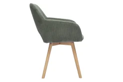 Chaises en tissu velours côtelé vert kaki et bois clair (lot de 2) LAURETTE