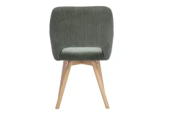 Chaises en tissu velours côtelé vert kaki et bois clair (lot de 2) LAURETTE