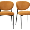 Chaises en tissu velours côtelé jaune curry et métal noir (lot de 2) BREKA