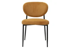 Chaises en tissu velours côtelé jaune curry et métal noir (lot de 2) BREKA