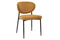 Chaises en tissu velours côtelé jaune curry et métal noir (lot de 2) BREKA