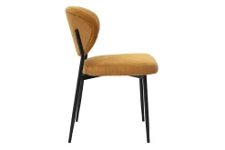 Chaises en tissu velours côtelé jaune curry et métal noir (lot de 2) BREKA