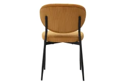 Chaises en tissu velours côtelé jaune curry et métal noir (lot de 2) BREKA