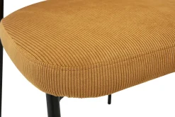 Chaises en tissu velours côtelé jaune curry et métal noir (lot de 2) BREKA