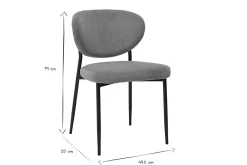 Chaises en tissu velours côtelé jaune curry et métal noir (lot de 2) BREKA