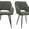 Chaises en tissu velours côtelé vert kaki et métal noir (lot de 2) LAURETTE