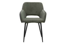 Chaises en tissu velours côtelé vert kaki et métal noir (lot de 2) LAURETTE