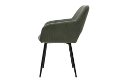 Chaises en tissu velours côtelé vert kaki et métal noir (lot de 2) LAURETTE