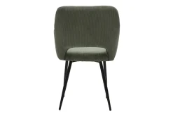 Chaises en tissu velours côtelé vert kaki et métal noir (lot de 2) LAURETTE