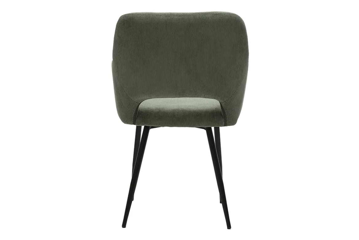 Chaises en tissu velours côtelé vert kaki et métal noir (lot de 2) LAURETTE