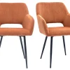 Chaises en tissu velours côtelé terre brûlée et métal noir (lot de 2) LAURETTE