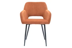 Chaises en tissu velours côtelé terre brûlée et métal noir (lot de 2) LAURETTE