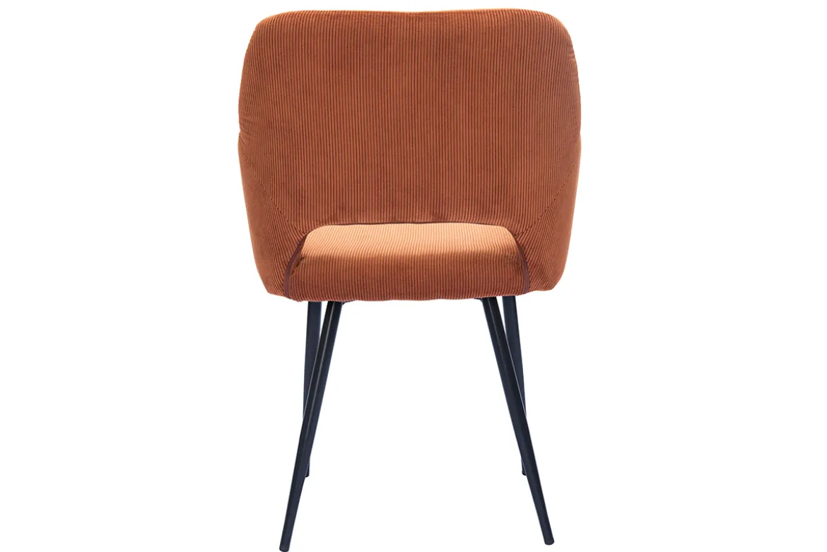 Chaises en tissu velours côtelé terre brûlée et métal noir (lot de 2) LAURETTE