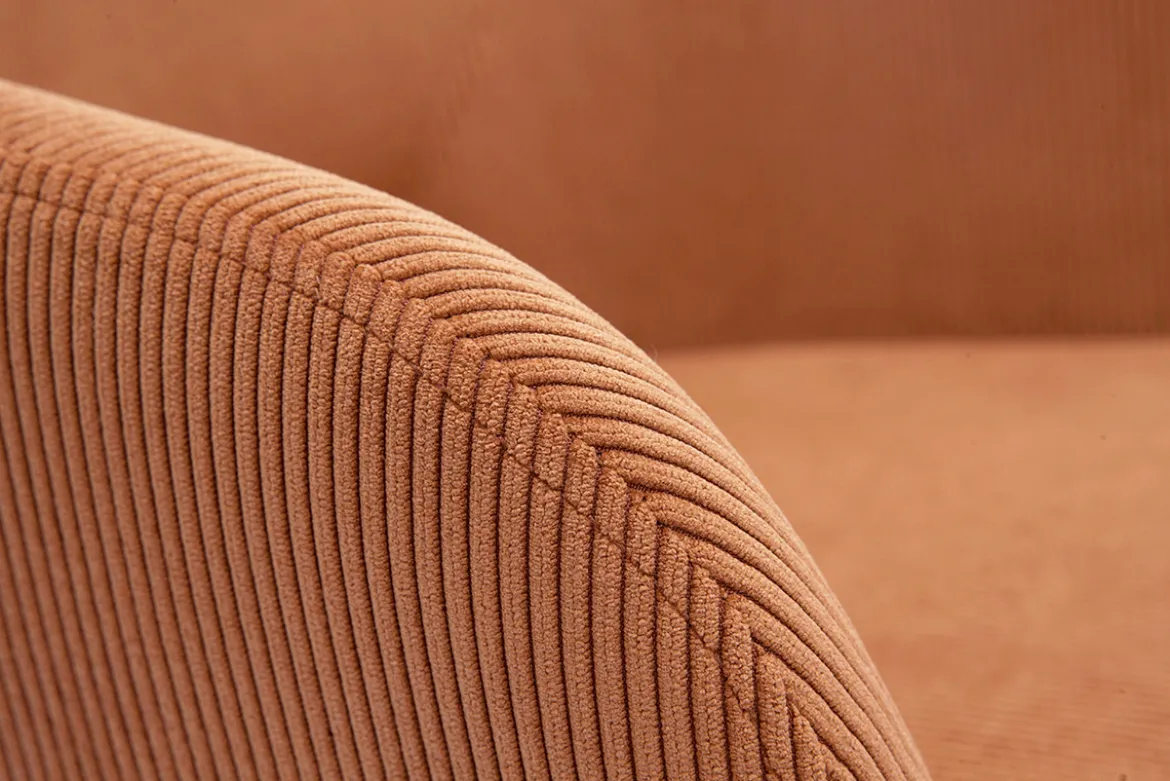 Chaises en tissu velours côtelé terre brûlée et métal noir (lot de 2) LAURETTE