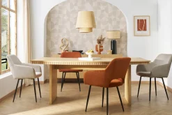 Chaises en tissu velours côtelé terre brûlée et métal noir (lot de 2) LAURETTE