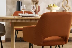 Chaises en tissu velours côtelé terre brûlée et métal noir (lot de 2) LAURETTE