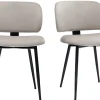 Chaises en tissu velours taupe et métal noir (lot de 2) ATRIUM