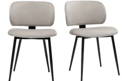 Chaises en tissu velours taupe et métal noir (lot de 2) ATRIUM