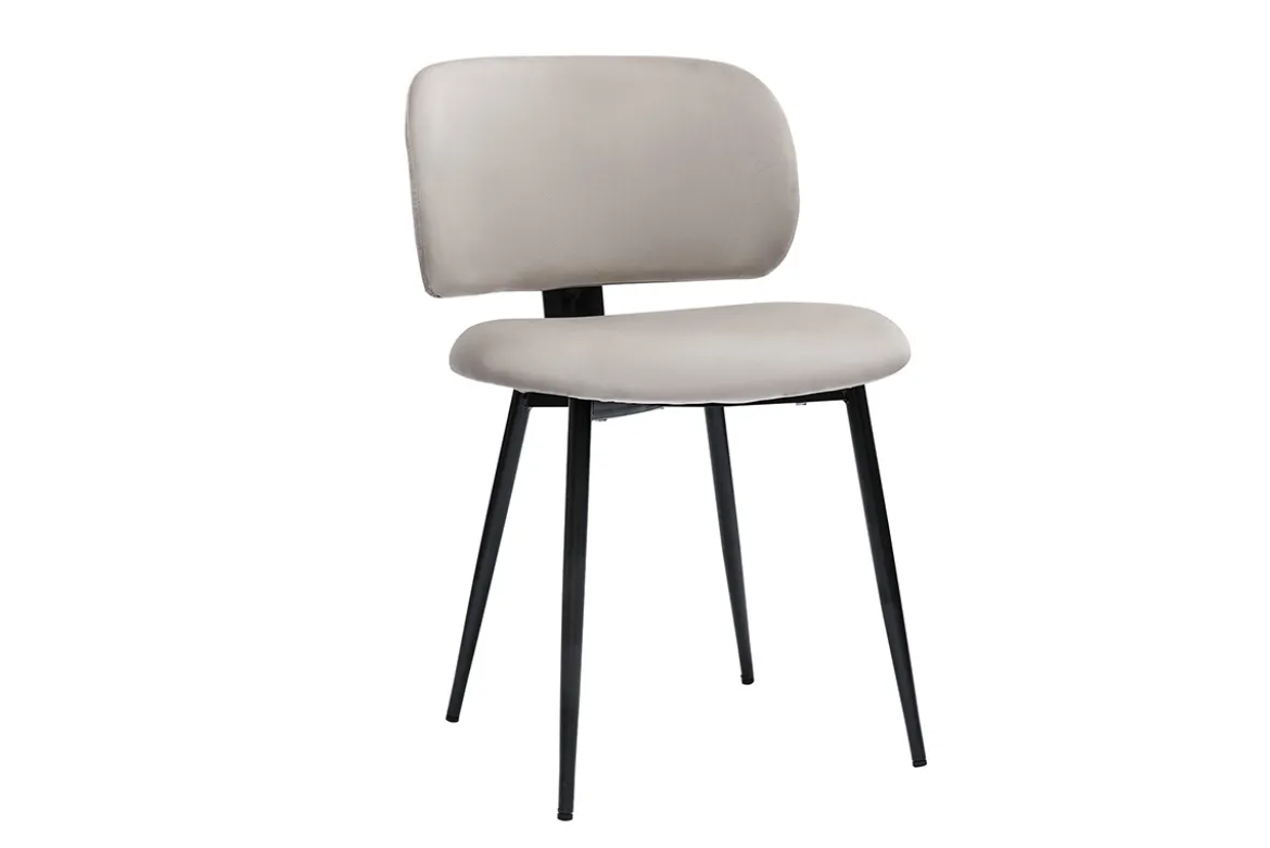 Chaises en tissu velours taupe et métal noir (lot de 2) ATRIUM