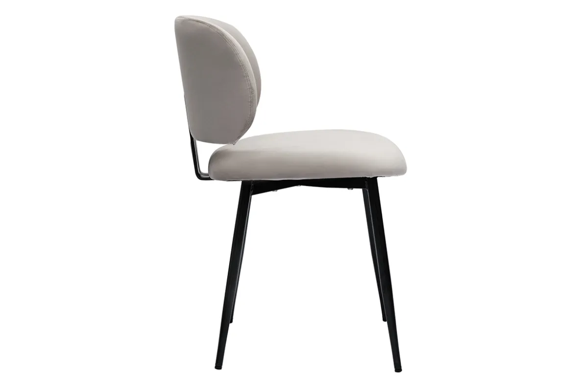 Chaises en tissu velours taupe et métal noir (lot de 2) ATRIUM