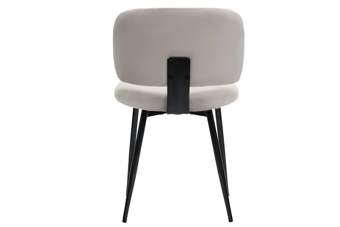 Chaises en tissu velours taupe et métal noir (lot de 2) ATRIUM