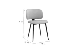 Chaises en tissu velours taupe et métal noir (lot de 2) ATRIUM