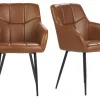 Chaises matelassées marron et métal noir (lot de 2) MONTERO