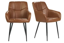 Chaises matelassées marron et métal noir (lot de 2) MONTERO
