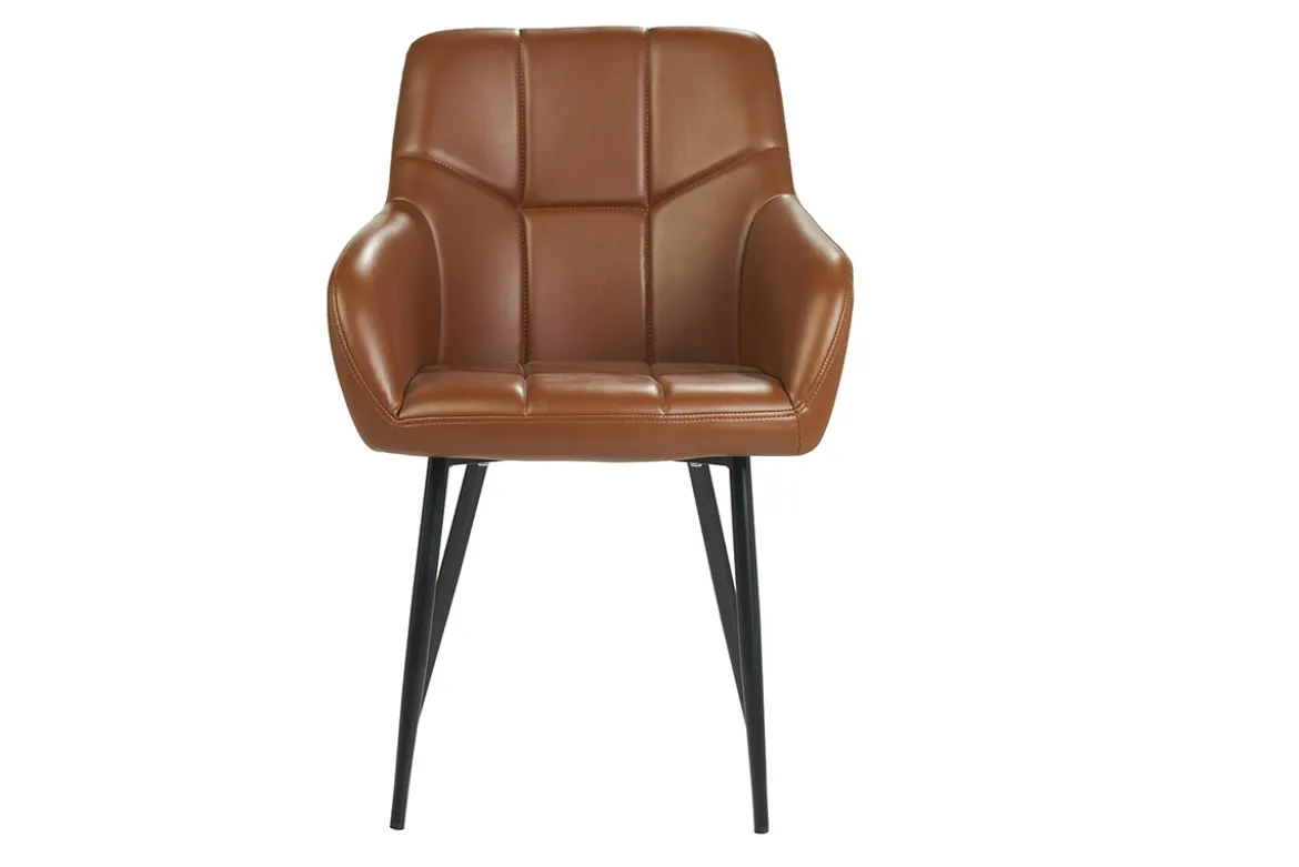 Chaises matelassées marron et métal noir (lot de 2) MONTERO