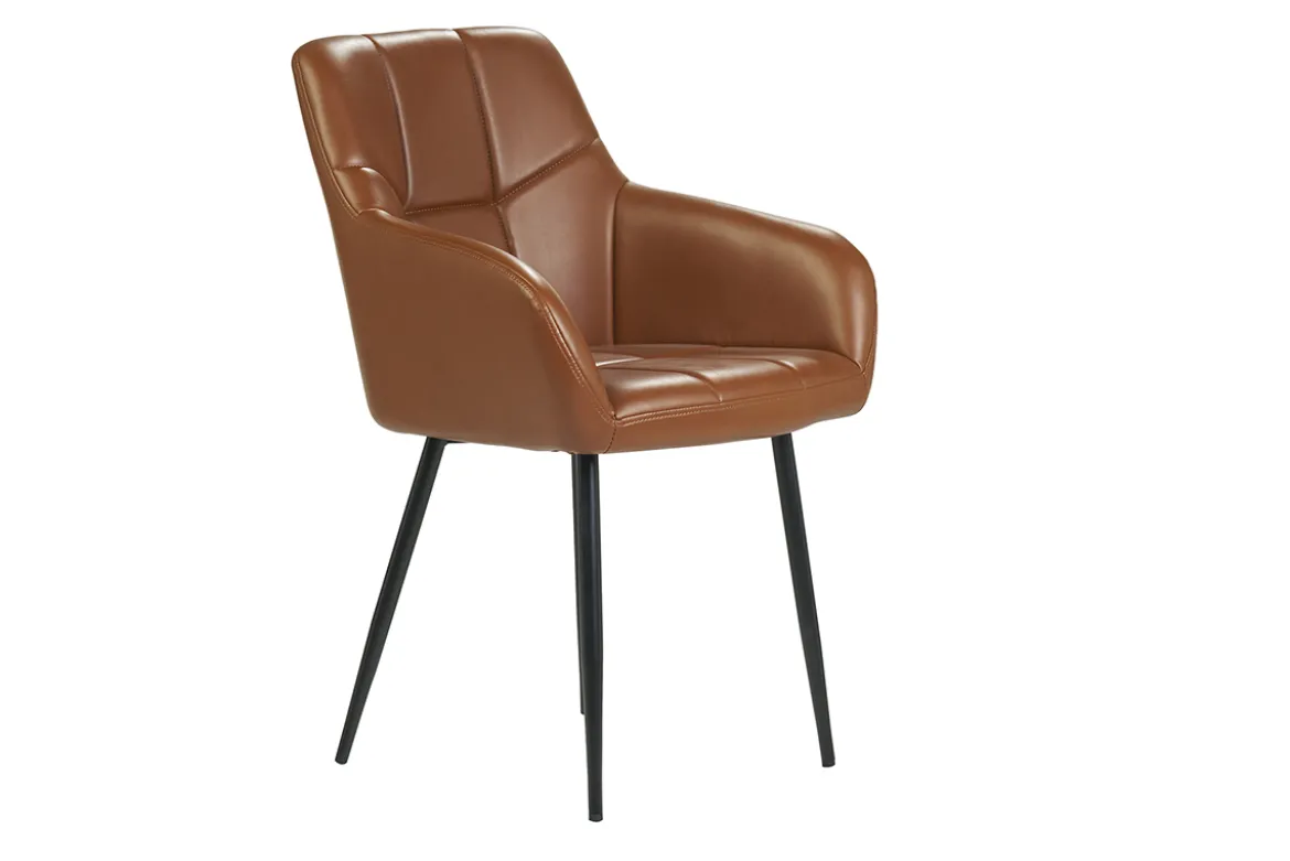 Chaises matelassées marron et métal noir (lot de 2) MONTERO