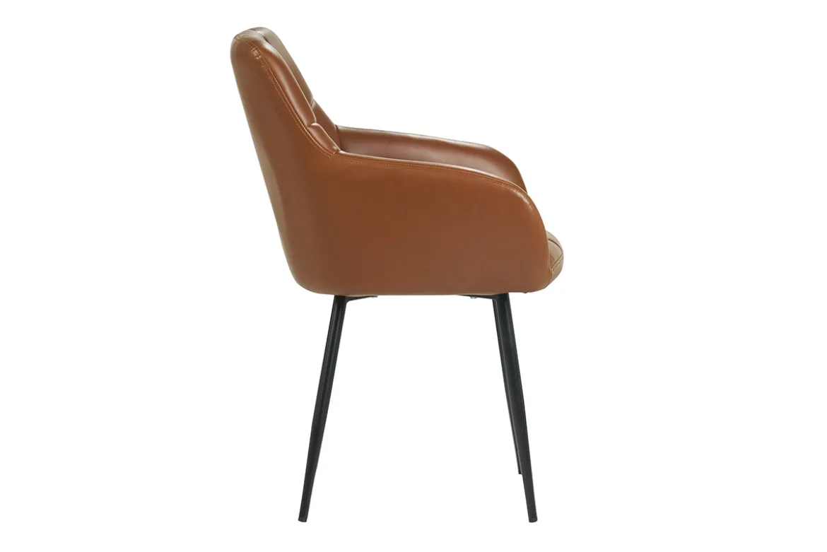 Chaises matelassées marron et métal noir (lot de 2) MONTERO