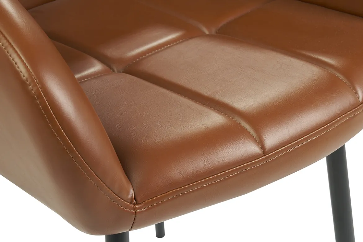 Chaises matelassées marron et métal noir (lot de 2) MONTERO