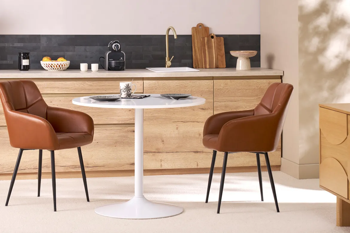 Chaises matelassées marron et métal noir (lot de 2) MONTERO