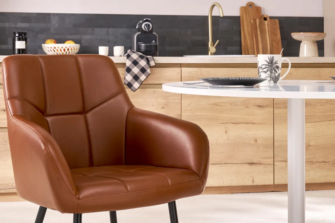 Chaises matelassées marron et métal noir (lot de 2) MONTERO