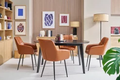 Chaises matelassées marron et métal noir (lot de 2) MONTERO