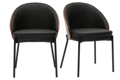 Chaises noires, bois foncé et métal (lot de 2) TUCSON