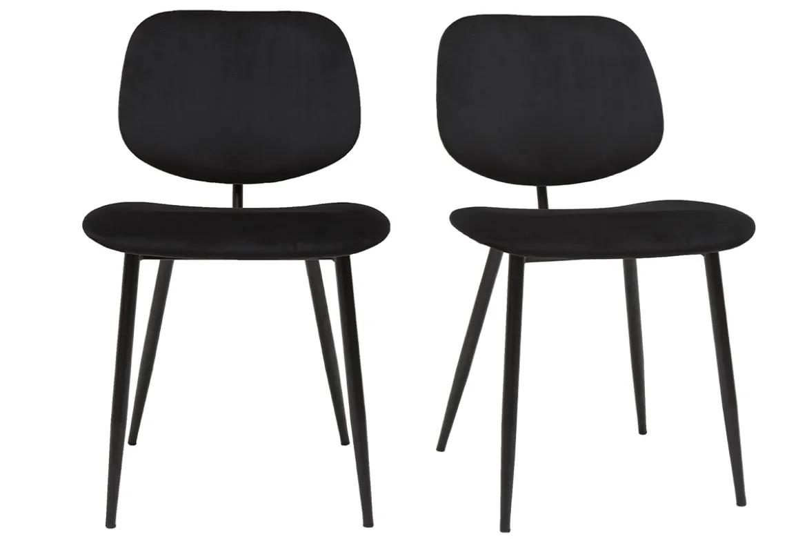 Chaises noires en tissu velours et métal (lot de 2) TOBIAS