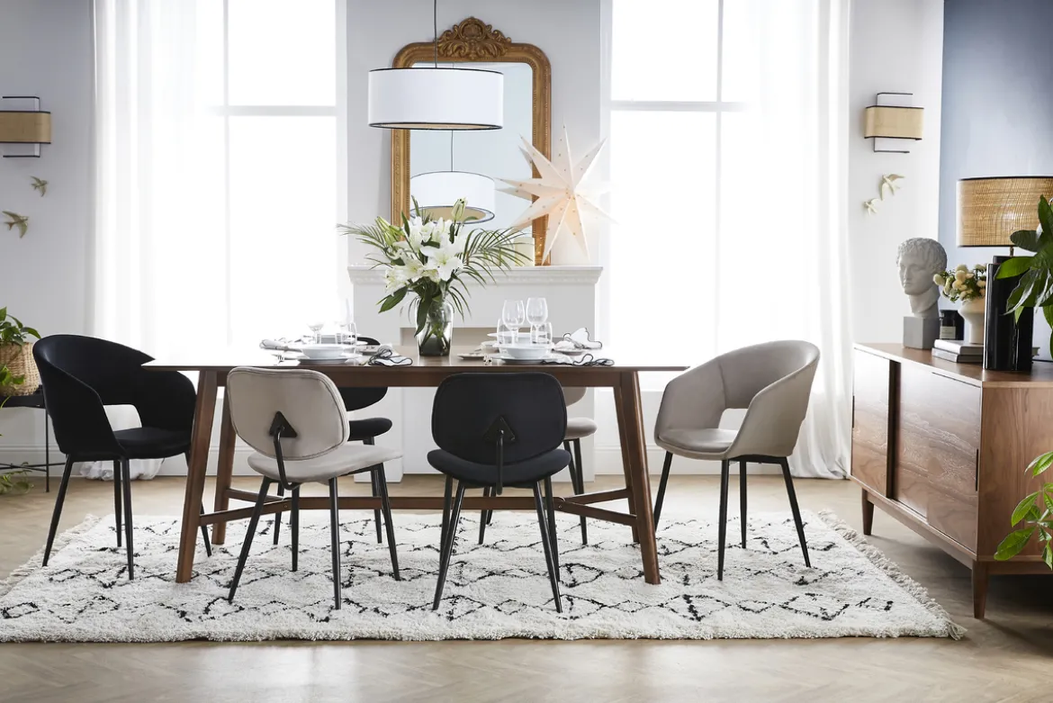 Chaises noires en tissu velours et métal (lot de 2) TOBIAS