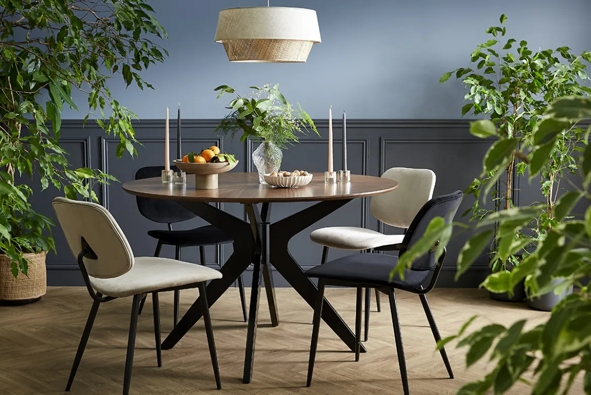 Chaises noires en tissu velours et métal (lot de 2) TOBIAS