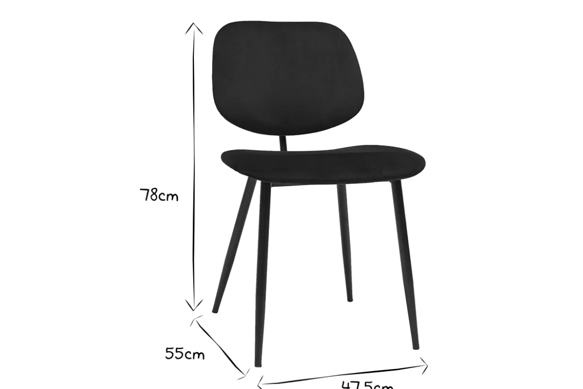 Chaises noires en tissu velours et métal (lot de 2) TOBIAS