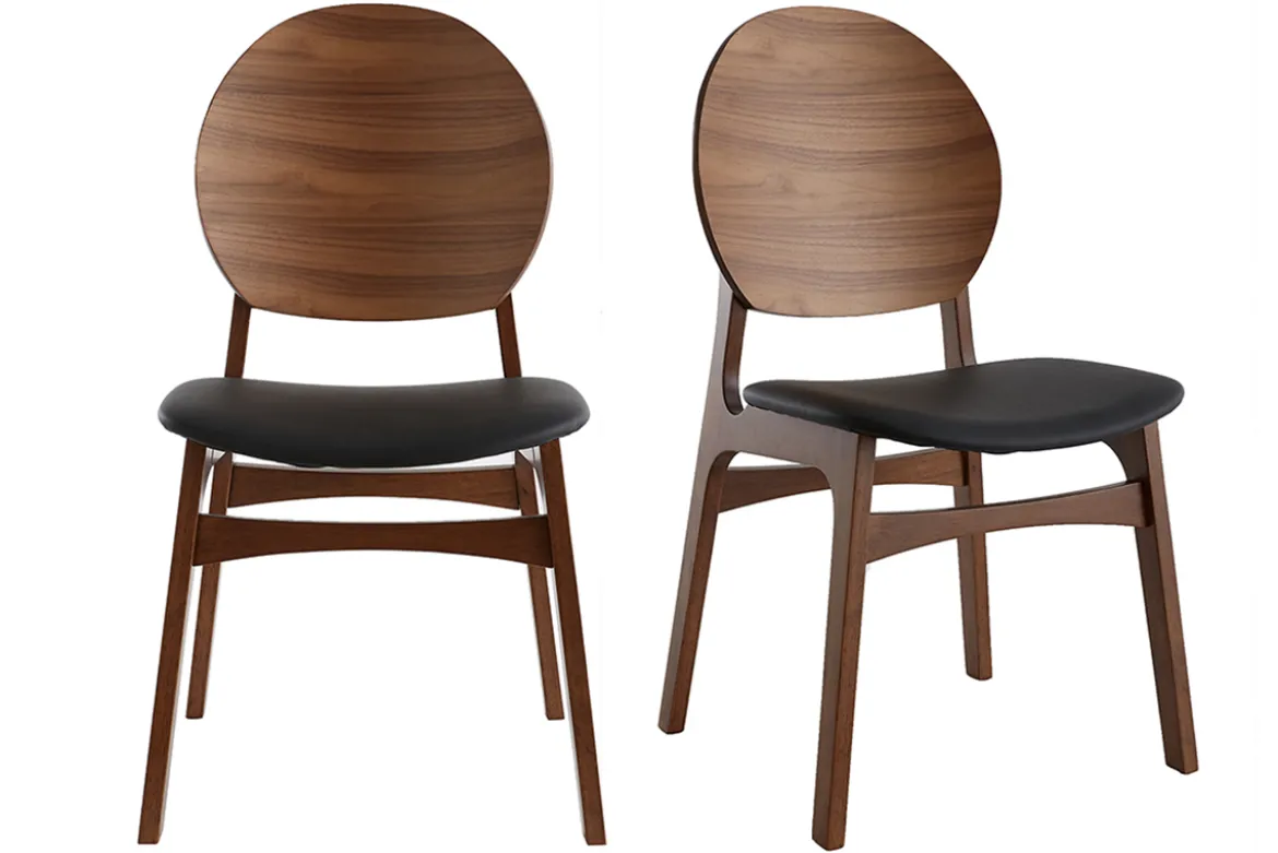 Chaises noires et bois foncé (lot de 2) ELTON